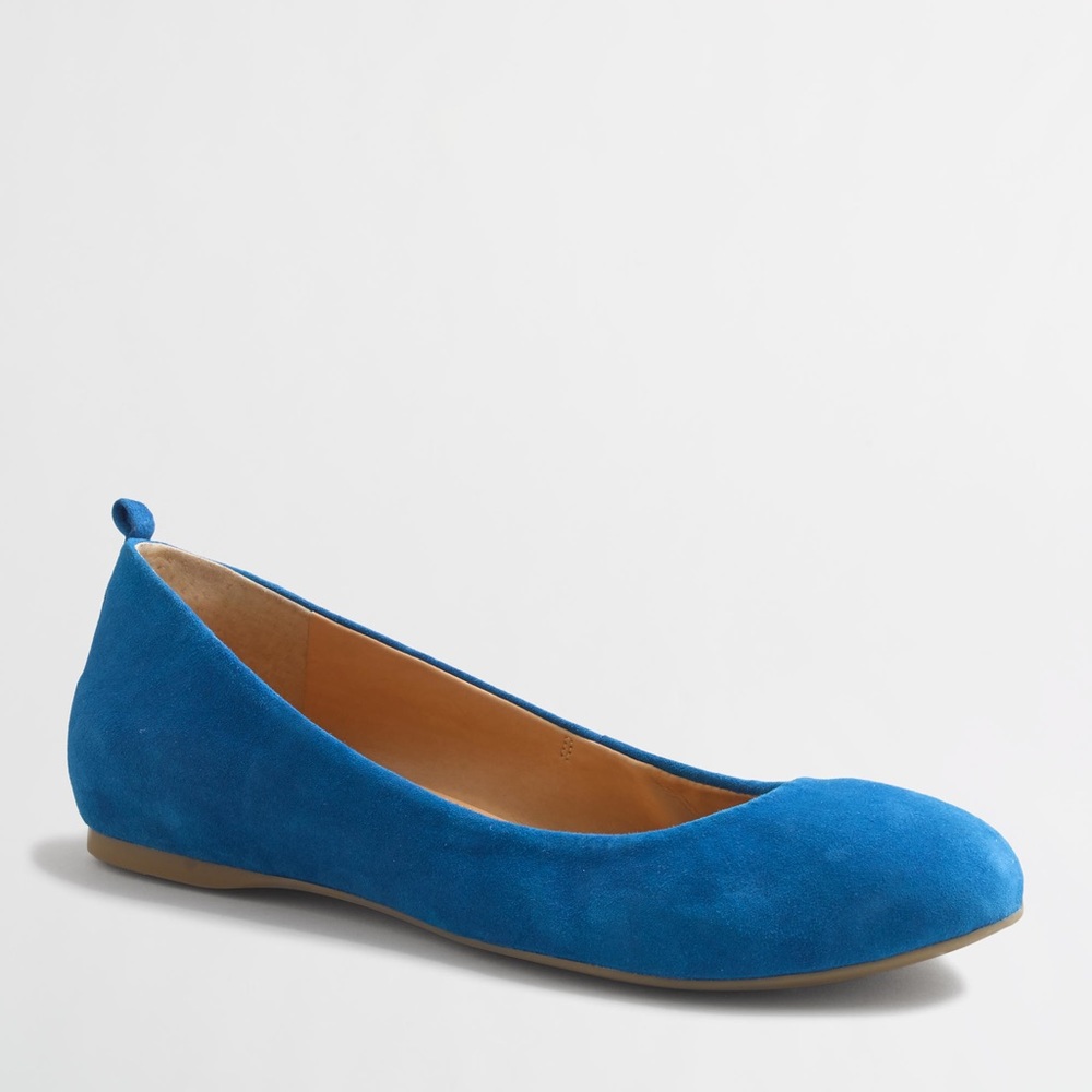 J.Crew Anya Blue Suede Ballet Flats